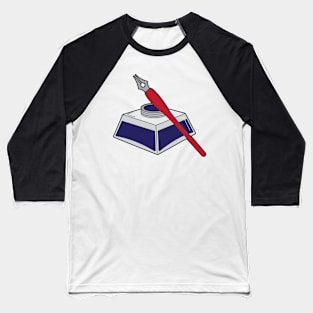 Colorful Pen and Ink Icon Baseball T-Shirt